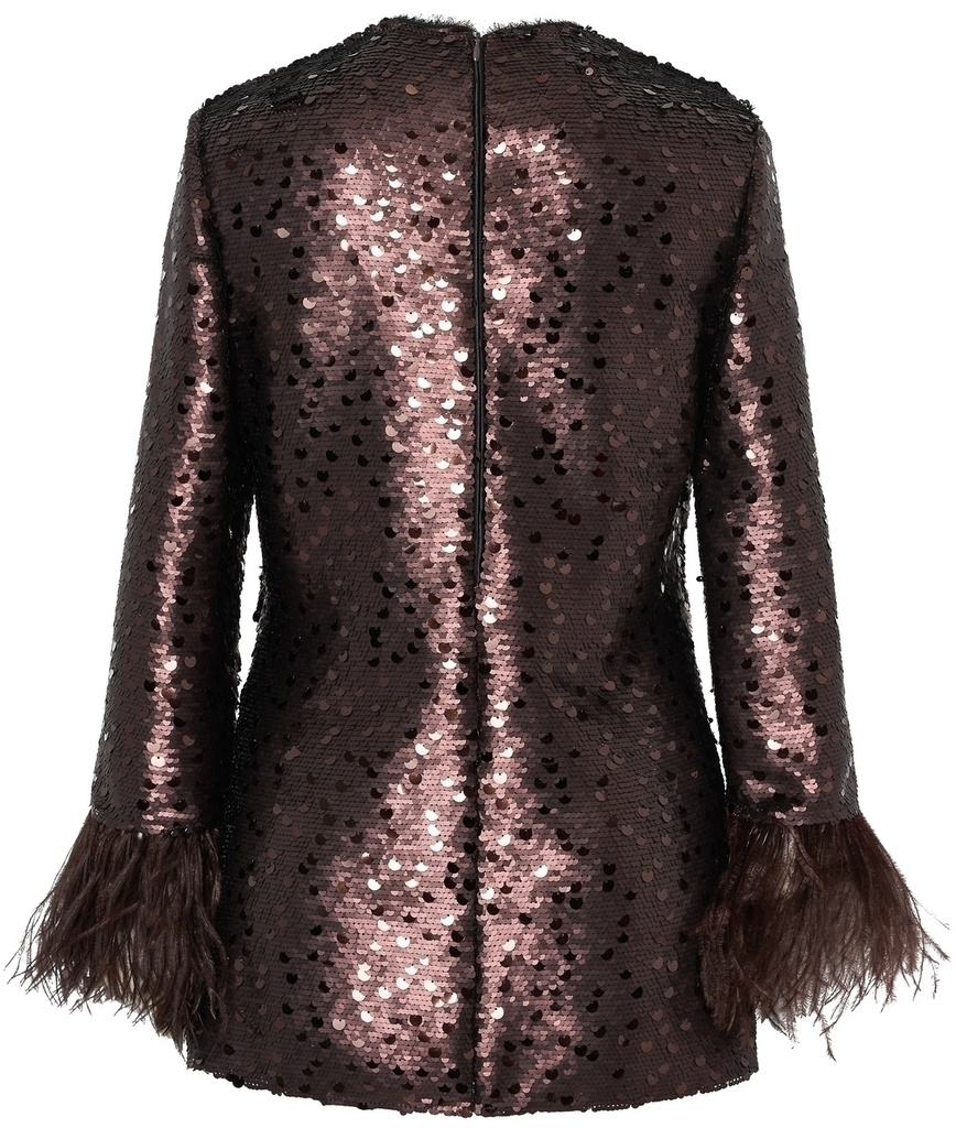 Cuerpo de paillettes con plumas