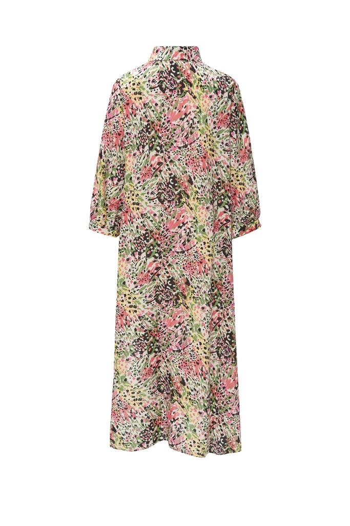 Vestido camisero estampado multicolor lino