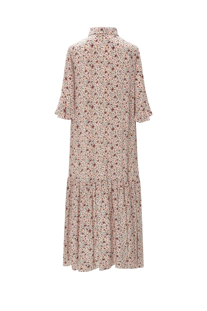 Vestido camisero estampado floral rosa