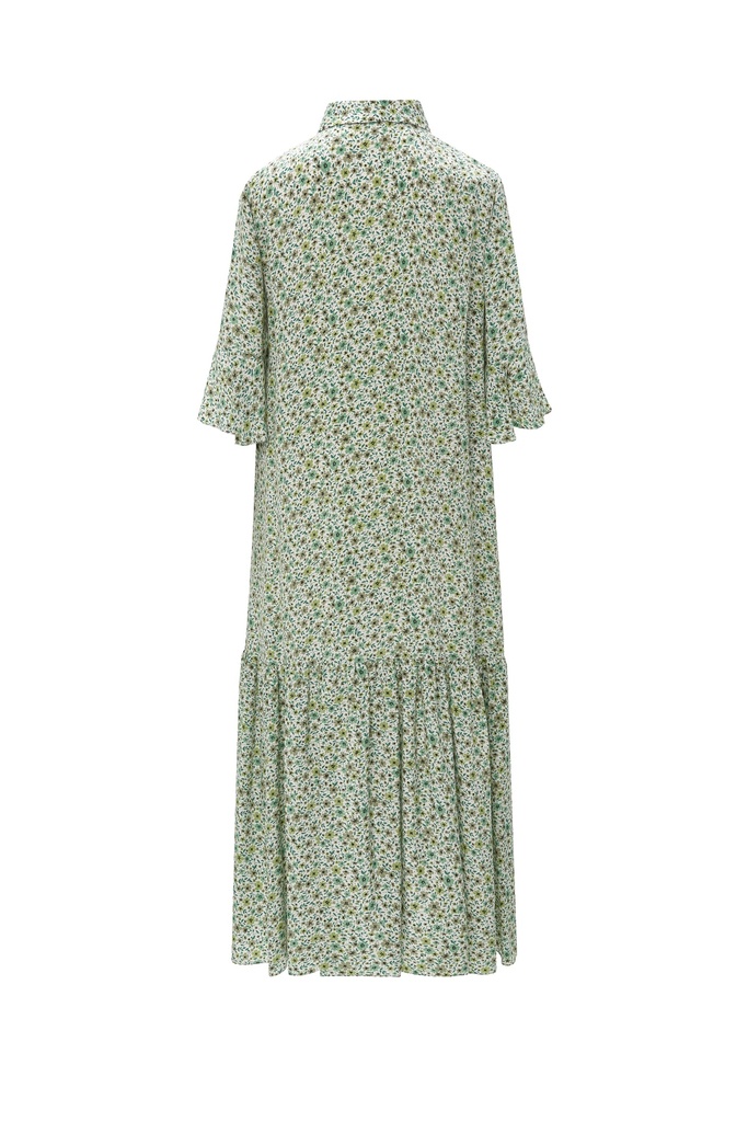 Vestido camisero estampado floral verde