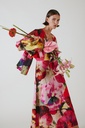 Vestido estampado de flores manga abullonada