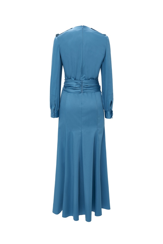 Vestido camisero con fajín fruncido