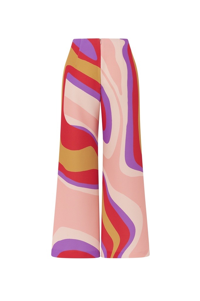 Pantalón crepe print ondas