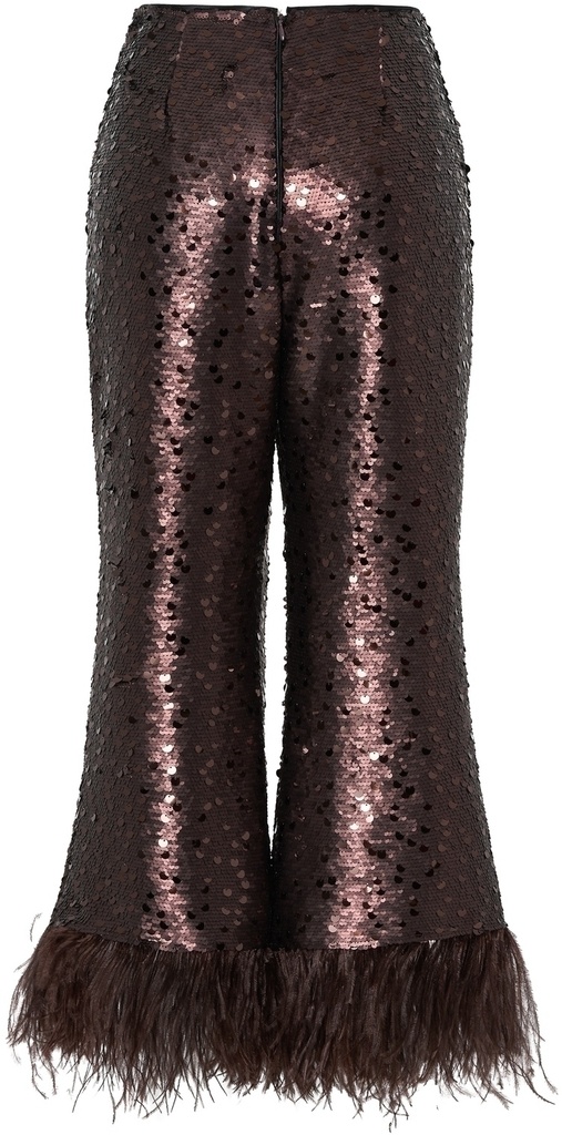 Pantalón de paillettes con plumas