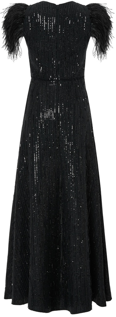 Vestido de lentejuelas con plumas
