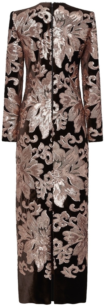Vestido de terciopelo bordado con lentejuela floral