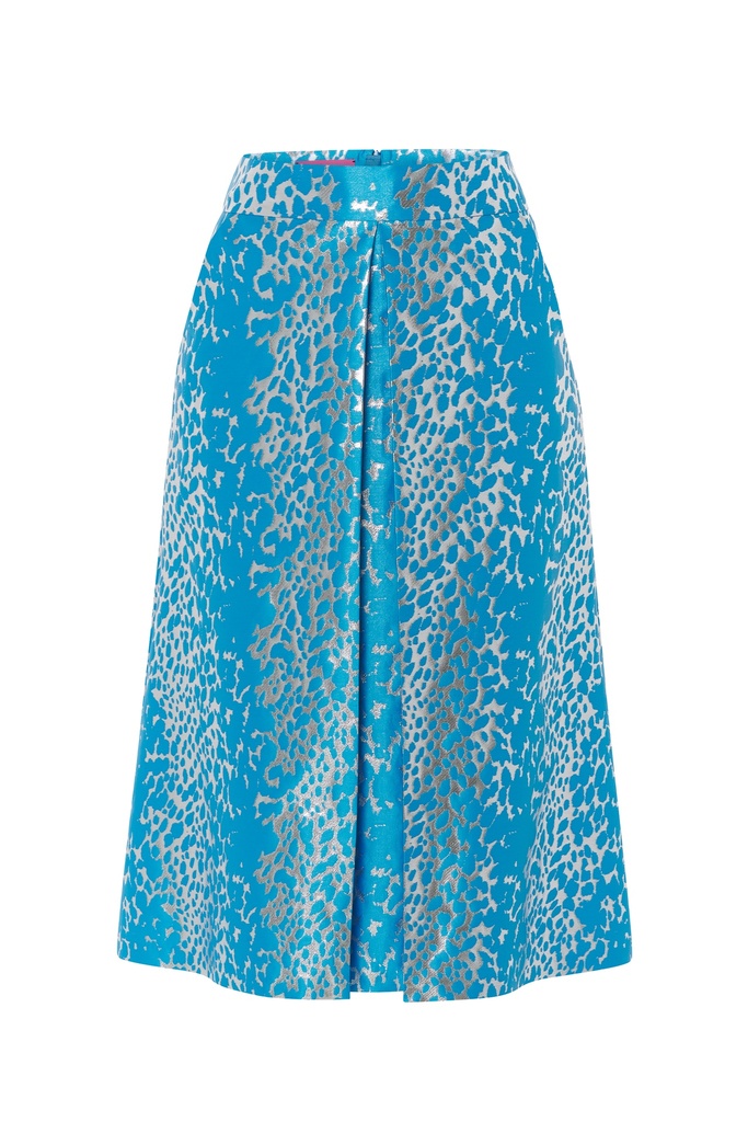 Falda midi jacquard lurex