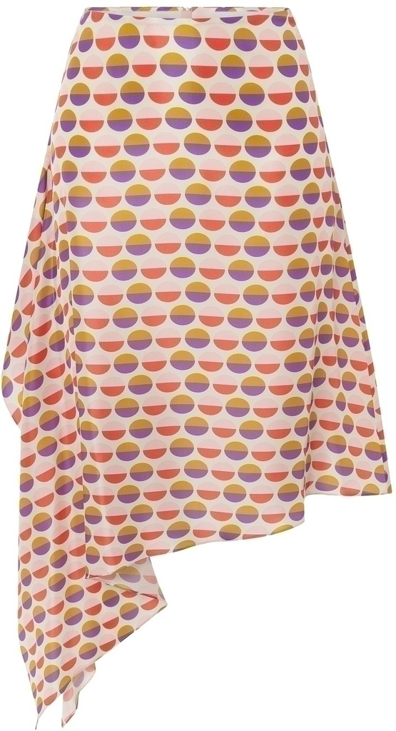 Falda midi asimétrica lunares