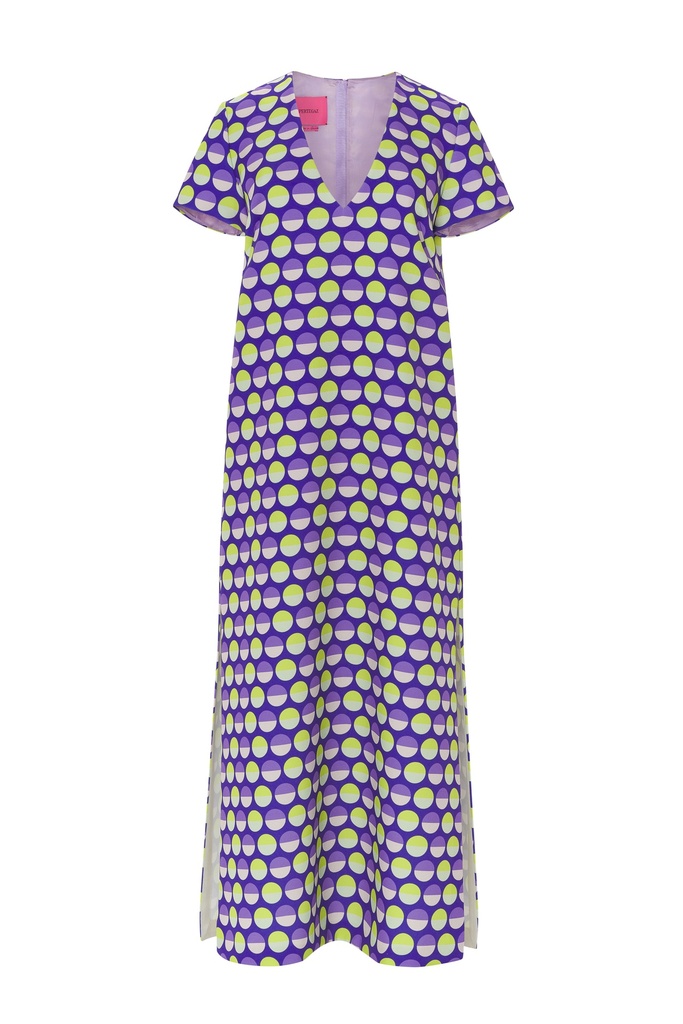Vestido midi print lunares