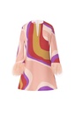Vestido corto print ondas con plumas