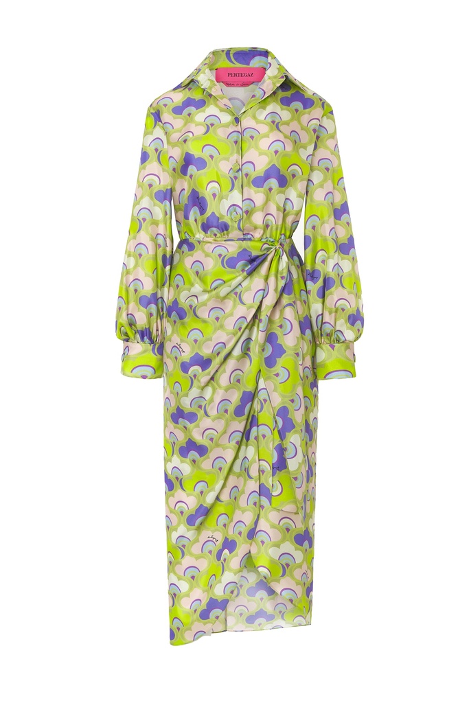 Vestido camisero print retro
