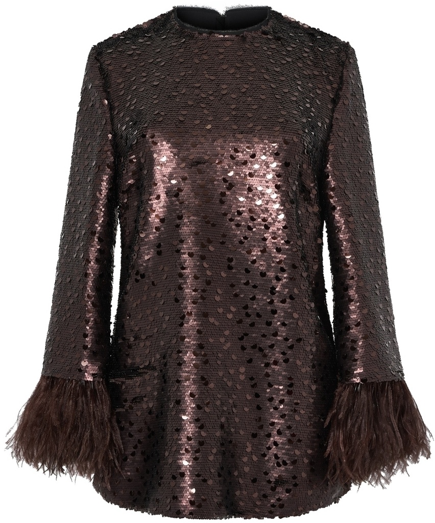 Cuerpo de paillettes con plumas