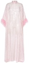 Kaftan muselina seda floral con plumas