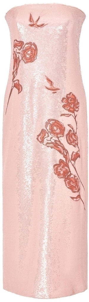 Vestido palabra de honor lentejuelas bordado floral