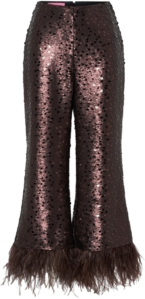 Pantalón de paillettes con plumas