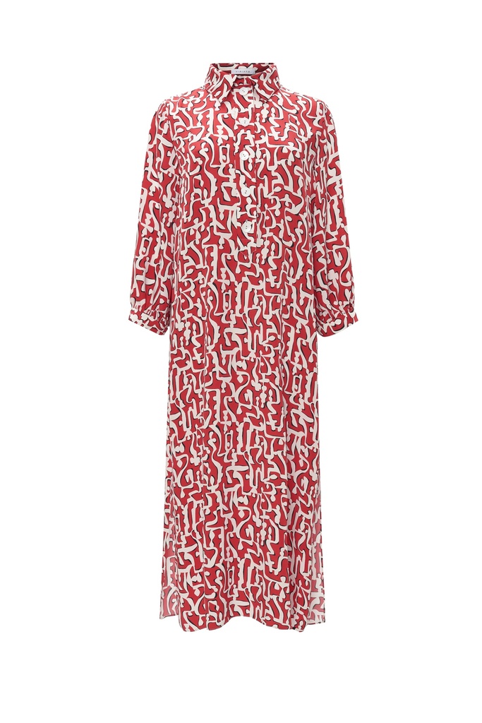 Vestido camisero estampado cúfico