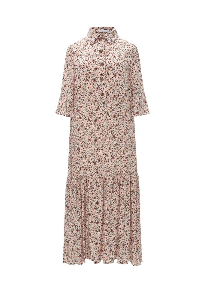 Vestido camisero estampado floral rosa