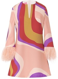 [X1522510TLP0165] Vestido corto print ondas con plumas