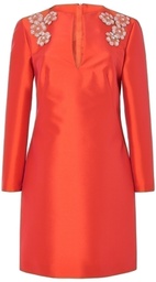 [Y1522517TLP0182] Vestido de raso con flores bordadas corto