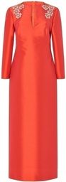 [Y1522517ETLP0182] Túnica de raso con flores bordadas