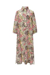 [Z1522803TLV0040] Vestido camisero estampado multicolor lino
